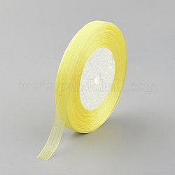Ruban d'organza, jaune, 3/8 pouce (10 mm), 50yards / roll (45.72m / roll), 10 rouleaux / groupe, 500yards / groupe (457.2m / groupe)
