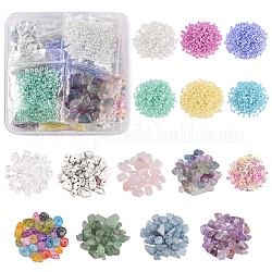DIY-Perlen-Schmuckherstellungs-Set, inklusive natürlicher & synthetischer Chipperlen, Runde Saatperlen, Mischfarbe, Perlen: 115g/Box