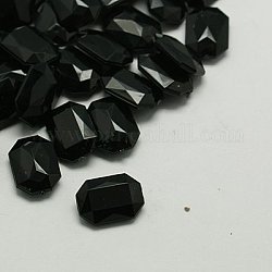 Imitation Taiwan Acrylic Rhinestone Pointed Back Cabochons & Faceted, Rectangle Octagon, Black, 8x6x2.5mm