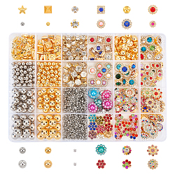 Cabochons & Perlen aus Strassharz, Schmuckset, mit Kunststoff-Box, golden, 8~10x8~10x2.5~15x3~7 mm, 1746 Stück / Karton