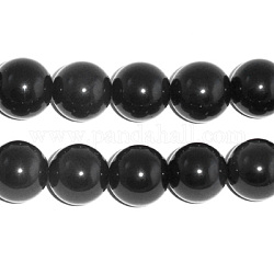 Natürlichen Obsidian Perle Stränge, Runde, 8 mm, Bohrung: 1 mm, etwa 15.5 Zoll, 50 Stk. / Strang