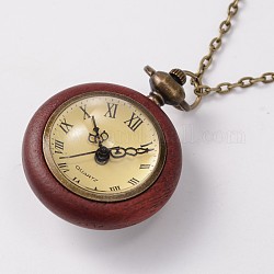 Длинные латунные кабельные цепи плоские круглые розовые карманные карманные часы ожерелья, с карабин-лобстерами , античная бронза, 30 дюйм