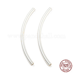 925 Sterling Silver Tube Beads, Curved Tube, Silver, 35.5x8.5x2mm, Hole: 1.4mm