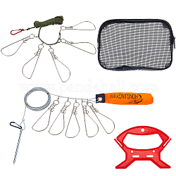 Superfindings 2 set 2 set di accessori per la pesca in acciaio inossidabile stile 201, compresi ganci e filo, fermagli, canne di galleggiamento in schiuma, manico in plastica e custodia, colore misto
