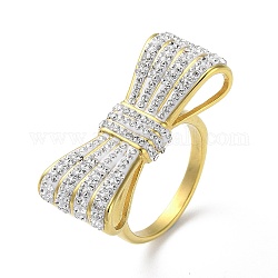 Placcatura ionica (ip) 304 anello a fascia larga con strass in acciaio inossidabile da donna, bowknot, oro, misura degli stati uniti 7 (17.3mm)