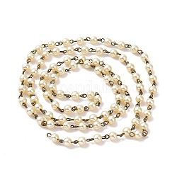 Handarbeit rund Glasperlenketten Perlen für Halsketten Armbänder machen, mit antiker Bronze-Öse, ungeschweißte, Zitronen-Chiffon, 39.3 Zoll, Perle: 6 mm