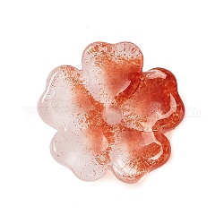 Колпачки из стеклянных бусин, цветок, коралл, 13.5x13.5x4 мм, отверстие : 1.6 мм