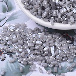 Perles miyuki demi-tila, Perles de rocaille japonais, 2 trou, (htl526) ceylon gris argenté, 5x2.3x1.9mm, Trou: 0.8mm, environ 2500 pcs/100 g