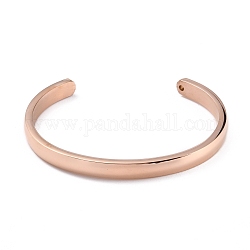 Placage ionique (ip) 304 bracelets de manchette en acier inoxydable, or rose, diamètre intérieur: 1-3/4 ~2-3/8 pouce (4.3~6 cm)