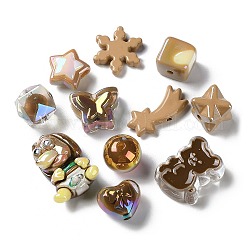 Perles acryliques de style mixte, forme mixte, brun, 14~30x13.5~20x4~16mm, Trou: 1.8~3.5mm, environ 219 pcs/500 g