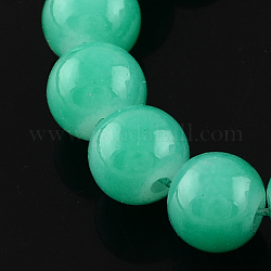 Jelly Style Spray Painted Round Glass Beads Strands, Medium Turquoise, 8mm, Hole: 1mm, about 104pcs/strand