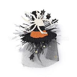 Pinzas para el cabello de cocodrilo de fieltro con tema de halloween, con clips de hierro y organza, para niño, araña, 105x82x21mm
