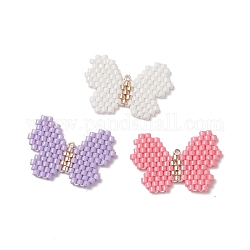 3 pièces 3 pendentifs de graines japonais miyuki faits à la main, motif de tissage, papillon, couleur mixte, 16.5x23x2mm, Trou: 0.6mm, 1 pc / couleur