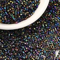 Цилиндрический бисер, металлических цветов, Ирис, единый размер, красочный, 2x1.3~1.5 мм, отверстие : 0.8~1 мм, около 40000 шт / упаковка, 450 г / мешок