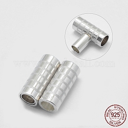Chiusure magnetiche in argento sterling placcato rodio 925, con timbro s925, colonna, platino, 15x6mm, 4mm diametro interno 