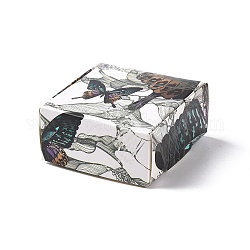 Quadratische Geschenkboxen aus Papier, Faltschachtel zum Verpacken von Geschenken, Schmetterlingsmuster, 5.6x5.6x2.55 cm