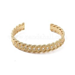 Bracelet manchette ouvert en zircone cubique transparente, bijoux en laiton pour femmes, or, diamètre intérieur: 2-1/8 pouce (5.5 cm)