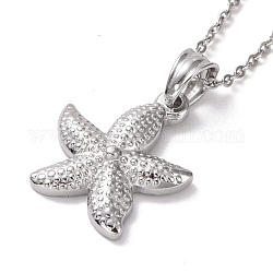 304 Stainless Steel Starfish Pendant Necklace for Women, Stainless Steel Color, 19.69 inch(50cm)