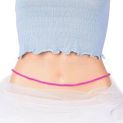 Cuentas de cintura, cadena de cintura elástica con cuentas de semillas de vidrio para mujer, magenta, 31-1/2 pulgada (80 cm), abalorios: 5 mm