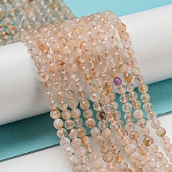 Chapelets de perles de citrine naturelle, facette, ronde, 3.5mm, Trou: 0.6mm, Environ 104 pcs/chapelet, 14.80~14.96'' (37.6~38 cm)