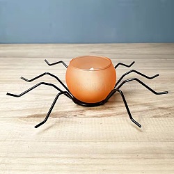 Spinnenkerzenhalter aus Glas, Kerzenständer, Halloween-Thema, Sandy Brown, 17x13x3.5 cm, Cup: 60x55 mm