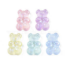 Transparent Acrylic Beads, Glitter Powder, Bear, Mixed Color, 18.5x12x8mm, Hole: 1.6mm, about 445pcs/500g