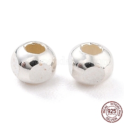 925 Sterling Silver Beads, Faceted(4 Facets) Round, Silver, 3mm, Hole: 2mm, 200pcs/10g.