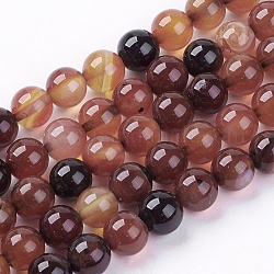 Natural Agate Bead Strands, Dyed, Round, 8~9mm, Hole: 1mm, 46pcs/strand, 15.1 inch