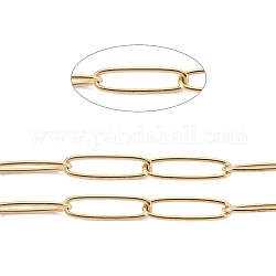 Revestimiento iónico (ip) 304 cadenas de clips de acero inoxidable, soldada, con carrete, dorado, 10x2.5x0.5mm, aproximadamente 32.8 pie (10 m) / rollo