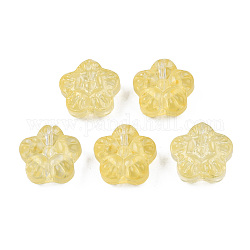 Perle di vetro verniciate a spruzzo trasparente, fiore, giallo, 12.5x13x6mm, Foro: 1 mm