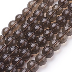 Chapelets de perles de quartz fumées naturelles, ronde, 4mm, Trou: 1mm, Environ 47 pcs/chapelet, 7.5 pouce
