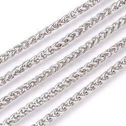 304 Stainless Steel Wheat Chains, Foxtail Chain, Unwelded, Stainless Steel Color, 4mm
