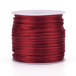 Nylon Cord, Satin Rattail Cord, for Beading Jewelry Making, Chinese Knotting, FireBrick, 1mm, about 32.8 yards(30m)/roll