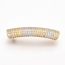 Messing Mikro ebnen Zirkonia Rohr Perlen, Großloch perlen, Transparent, golden, 34~35x6.5 mm, Bohrung: 4 mm