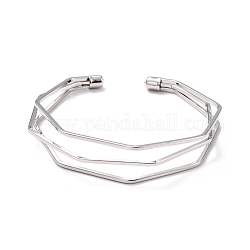 Тройные браслеты-манжеты, железный открытый браслет с проволочной обмоткой для женщин, серебряные, внутренний диаметр: 2-3/8 дюйм (5.9 см)