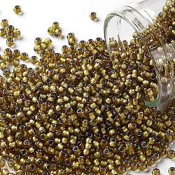 TOHO Round Seed Beads, Japanese Seed Beads, (389) Inside Color Topaz/Gray Lined, 11/0, 2.2mm, Hole: 0.8mm, about 50000pcs/pound
