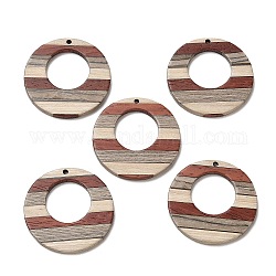Pendenti in legno di wengè, legno di sandalo e frassino bianco, ciondoli a ciambella, colorato, 38x3.5mm, Foro: 2 mm, diametro interno: 19mm