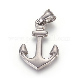 304 Stainless Steel Pendants, with 201 Stainless Clasp, Anchor, Stainless Steel Color, 30.5x21.5x2.5mm, Hole: 5x7.5mm