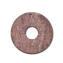 Pendentifs en bois peint par pulvérisation, breloques de disque de ton bois de noyer, brun rosé, 41x2.5mm, Trou: 1.6mm
