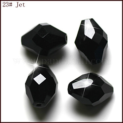 Perles d'imitation cristal autrichien, grade AAA, facette, Toupie, noir, 6x9.5mm, Trou: 0.7~0.9mm