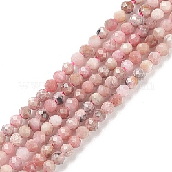 Natural Rhodonite Bead Strands, Faceted Round, 3mm, Hole: 0.8mm, about 123pcs/strand, 15 inch