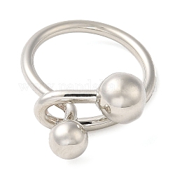 Anelli per dita con perline rotonde in ottone, platino, misura degli stati uniti 7 1/4 (17.5mm)