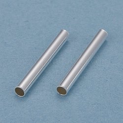 Abalorios de tubo de latón, Plateado de larga duración, tubo, 925 plata esterlina, 20x2.5mm, agujero: 2 mm