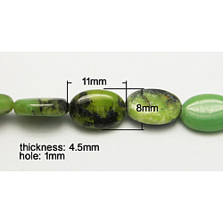Brins de perles naturelles serpentine, ovale, vert olive, 8x11x4.5mm, Trou: 1mm, Environ 34 pcs/chapelet, 16 pouce