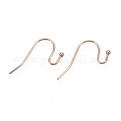 304 Stainless Steel Earring Hooks, Ear Wire, Cadmium Free & Nickel Free & Lead Free, Rose Gold, 11x21mm, Pin: 0.7mm