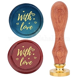 CRASPIRE with Love Wax Seal Stamps for Wedding Vintage Removable Brass Sealing Stamp Heads 25mm with Wooden Handle Valentine's Day Envelopes Letter Invitations Card DIY Craft Birthday