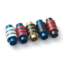 304 Stainless Steel Magnetic Clasps, Tube, Mixed Color, 20x7~10mm, Inner Diameter: 6mm