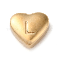 Perles en 201 acier inoxydable, or, cœur, lettre l, 7x8x3.5mm, Trou: 1.5mm