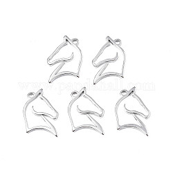 201 Stainless Steel Pendants, Horse, Stainless Steel Color, 22x17x1.5mm, Hole: 1.8mm
