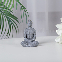 Statue de prière homme yoga en résine, fengshui méditation sculpture décoration de la maison, gris ardoise, 36x60x80mm
